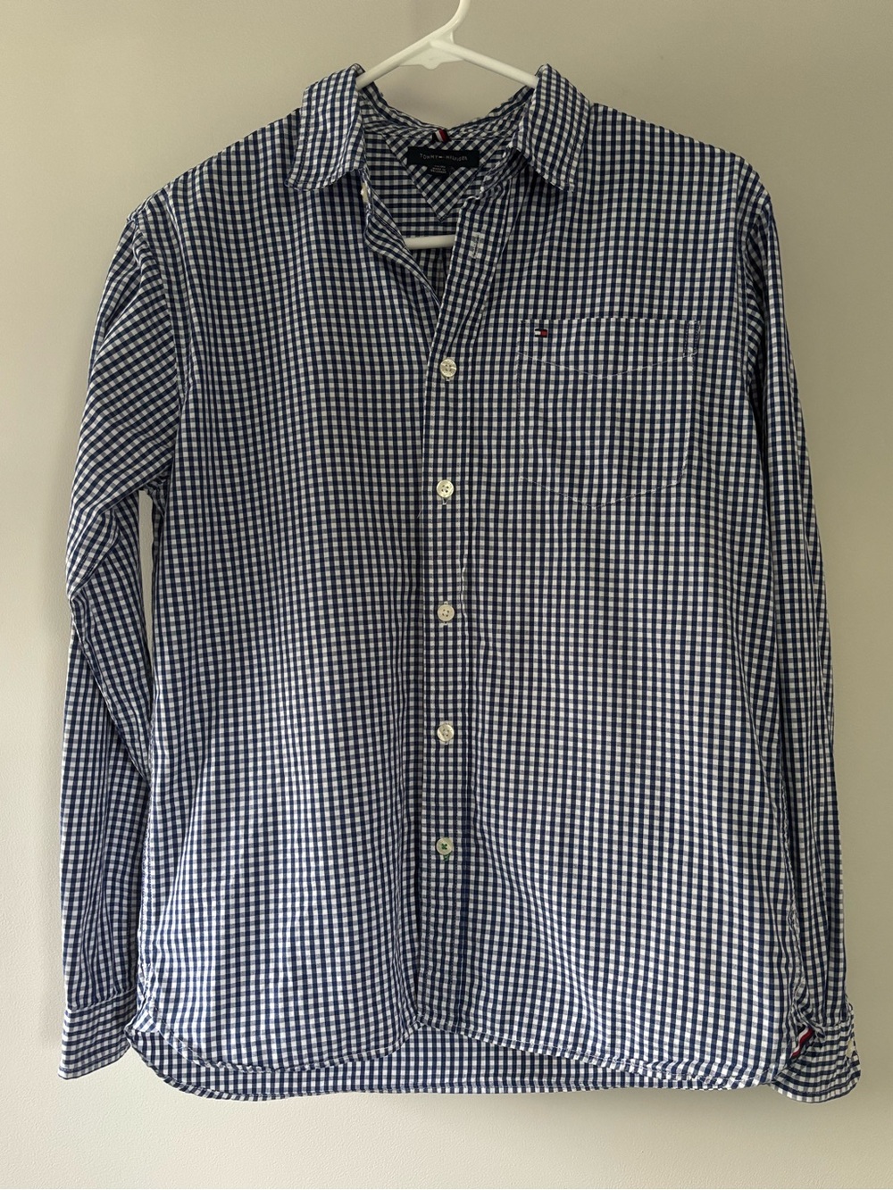 Tommy Hilfiger Navy and White Gingham Button-Down Shirt